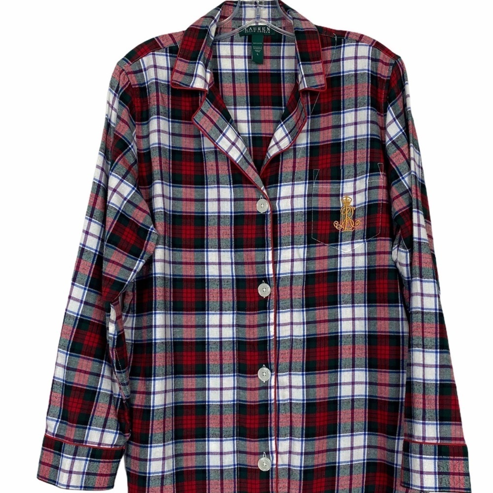 Lauren Ralph Lauren Plaid Pajama Top Red Size L - Picture 6 of 8